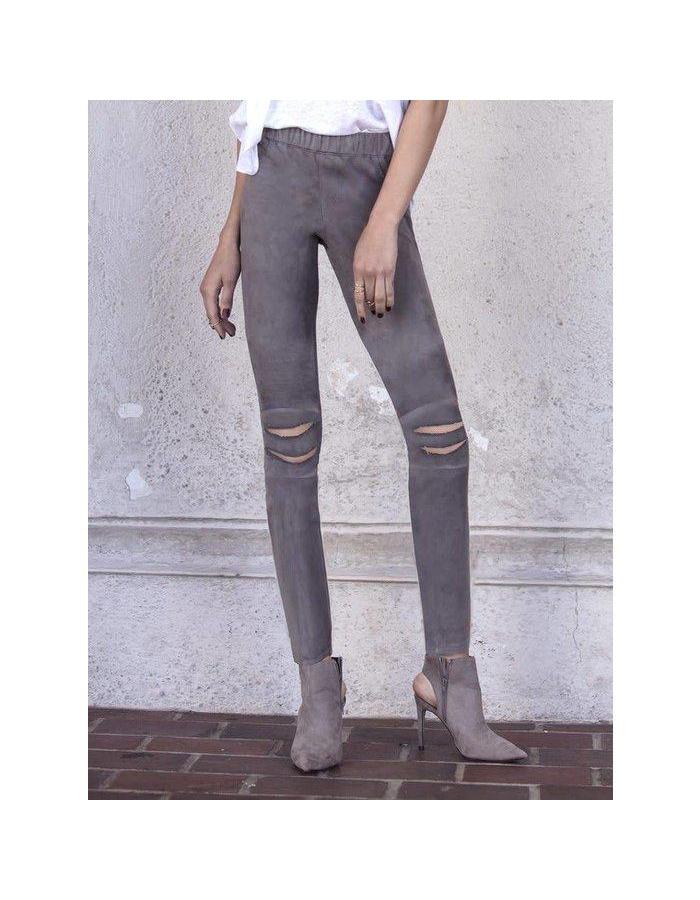 Distressed  Suede Leggings - Southern Muse Boutique