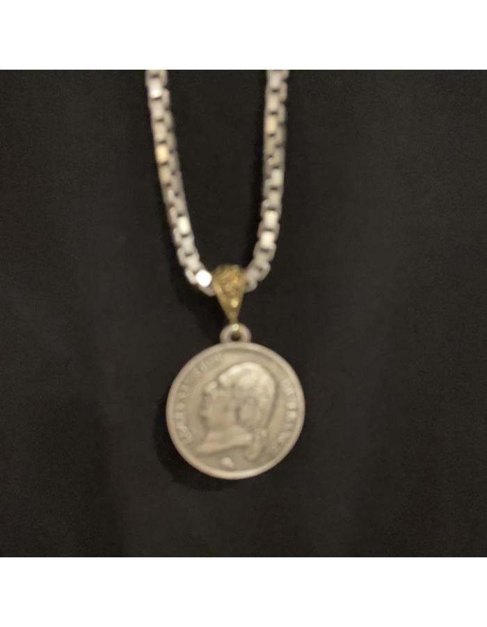 French Crown Coin on 36" Large Box Chain - Southern Muse Boutique