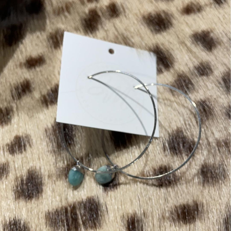 Large Sterling Silver Earring with Stone - Southern Muse Boutique