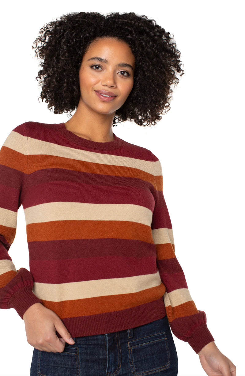 Crew Neck Multi Stripe Sweater