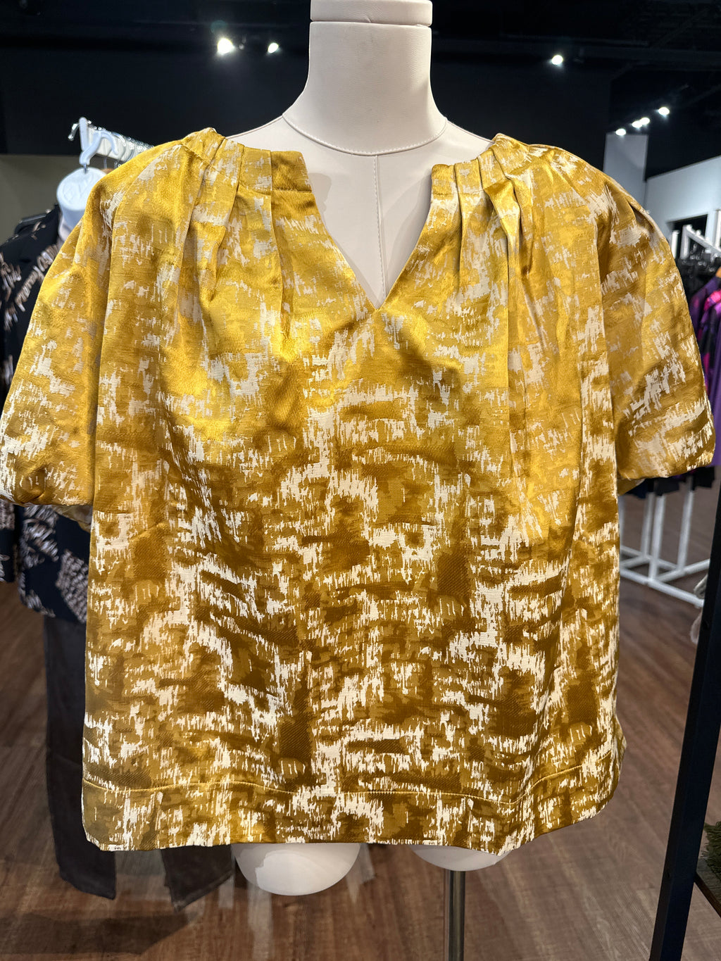 Gold Foil Pleated Top