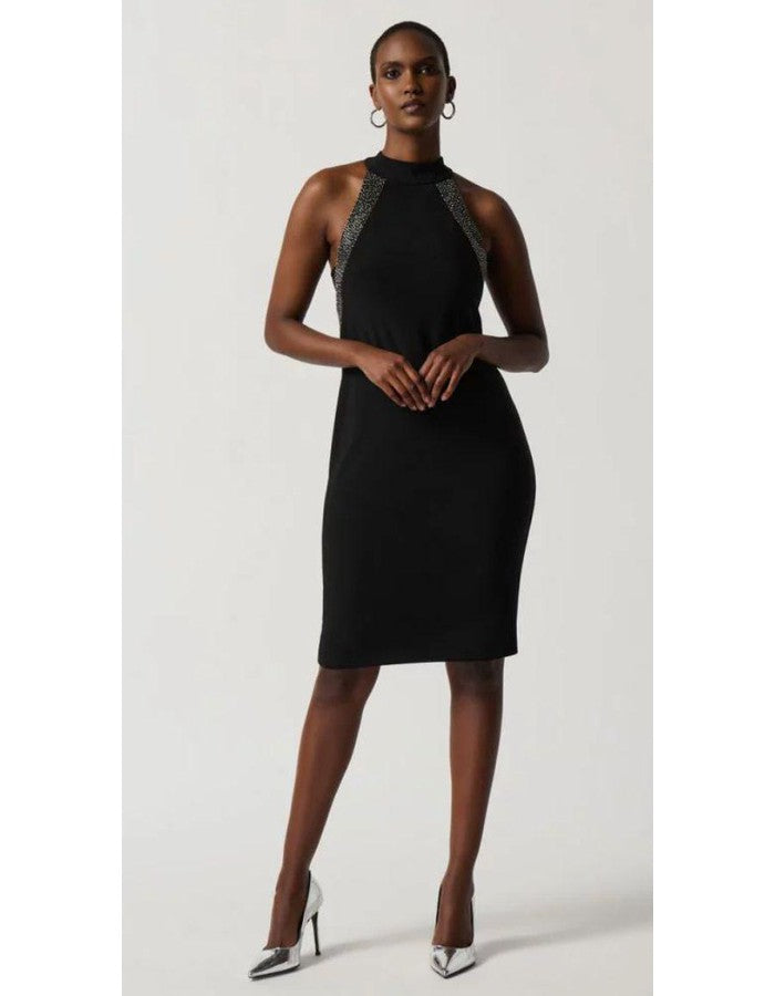 Black Sleeveless Dress with Rhinestone Detail