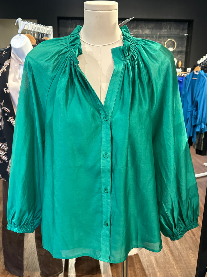 Emerald Blouse w V Neck