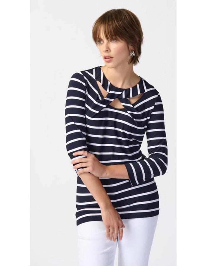Cut Out Striped Tee - Southern Muse Boutique