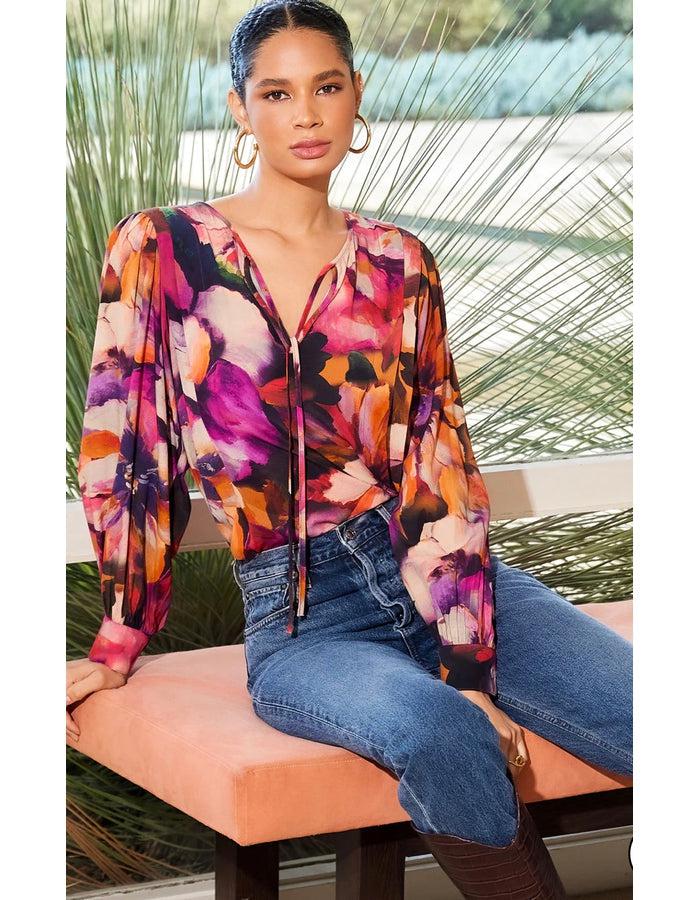 Floral Pleated Tie Top