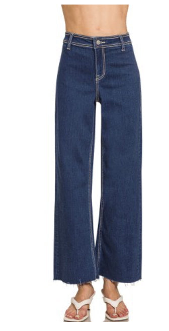 Dark Denim Ankle Fray Jean