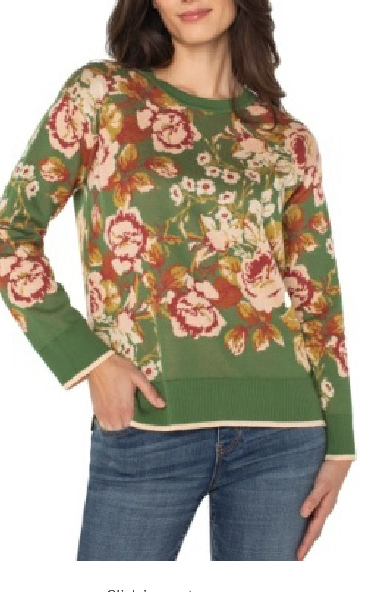 LS Floral Crew Sweater
