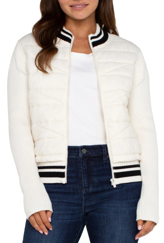 Quilted Zip Sweater with Stripe