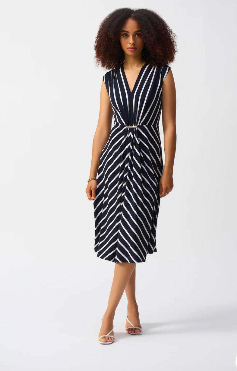 Sleeveless Striped v Neck dress