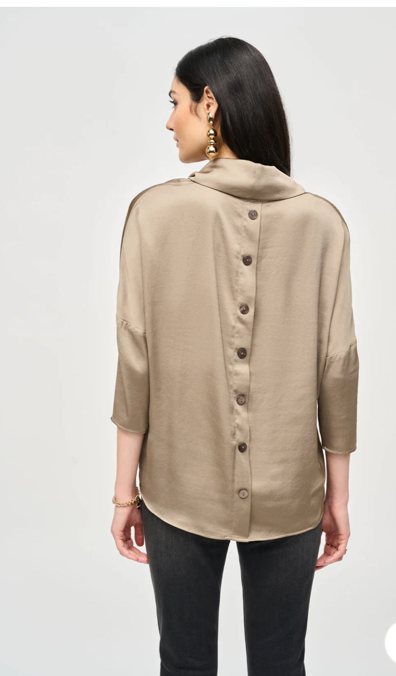 Cowl Blouse w Back Buttons