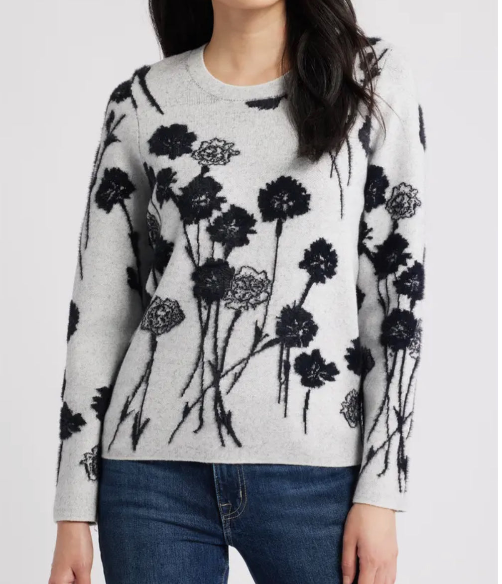 Floral Jacquard Crew Neck sweater