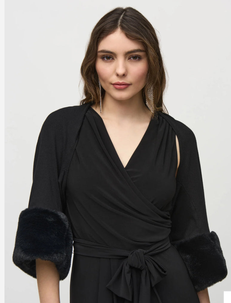 Faux Fur Cuffed Shrug