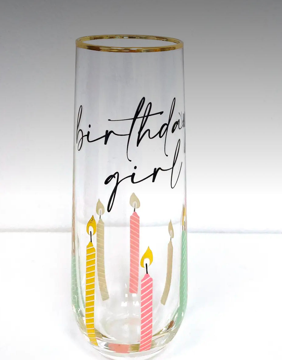 Birthday Candle  Champagne Glass