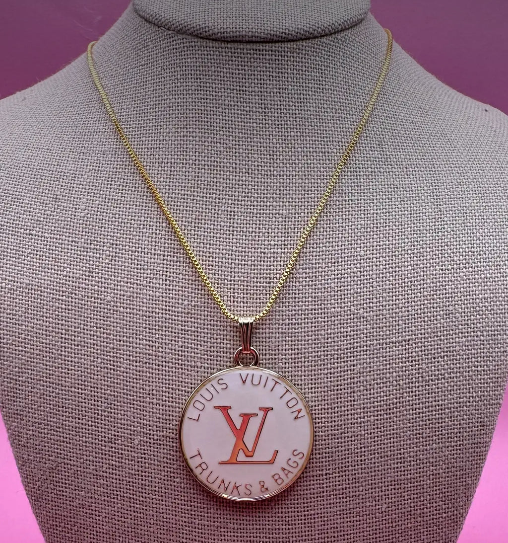 Pink LV Repurposed  Necklace