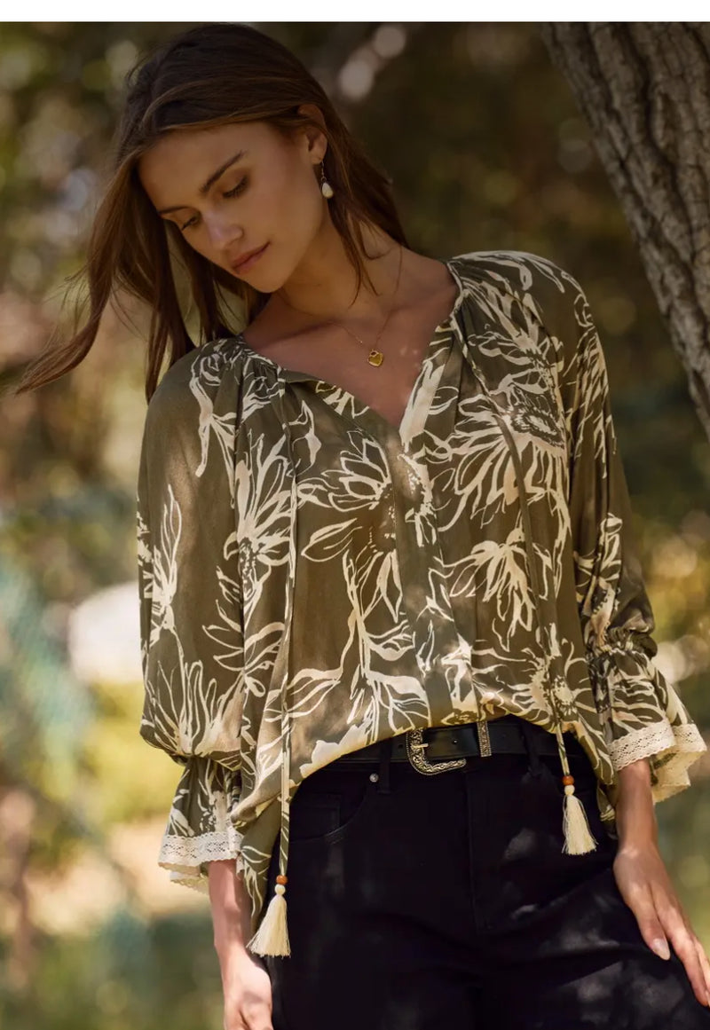 Olive Floral Blouse