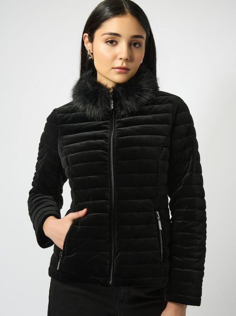 Stretch Velvet Puffer Jacket