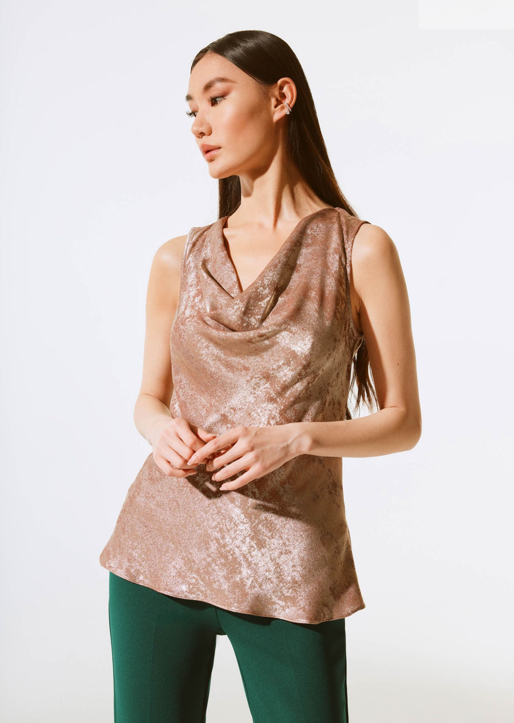 Shimmering Cowl Top