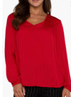 LS V Neck With Shirred Detailing