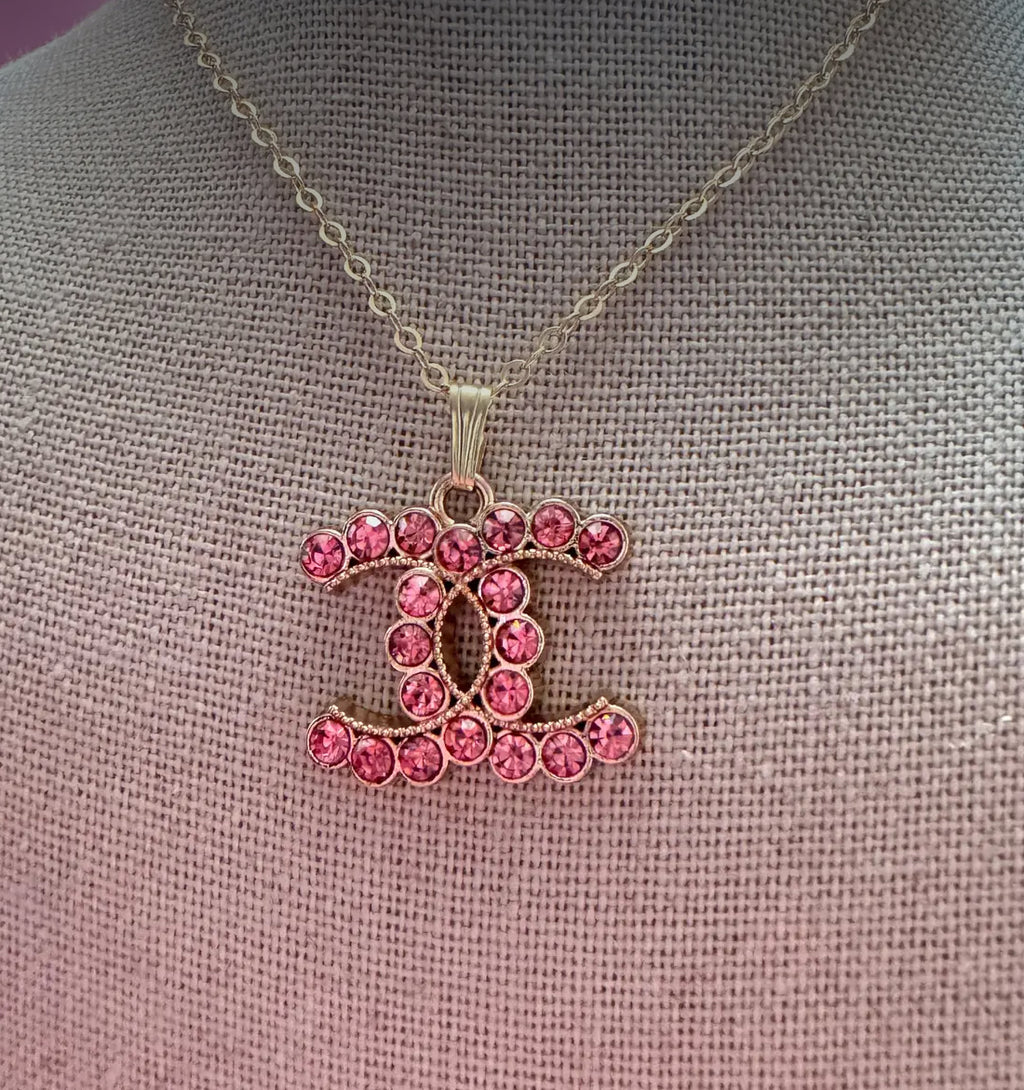 Pink Repurposed Chanel Necklace
