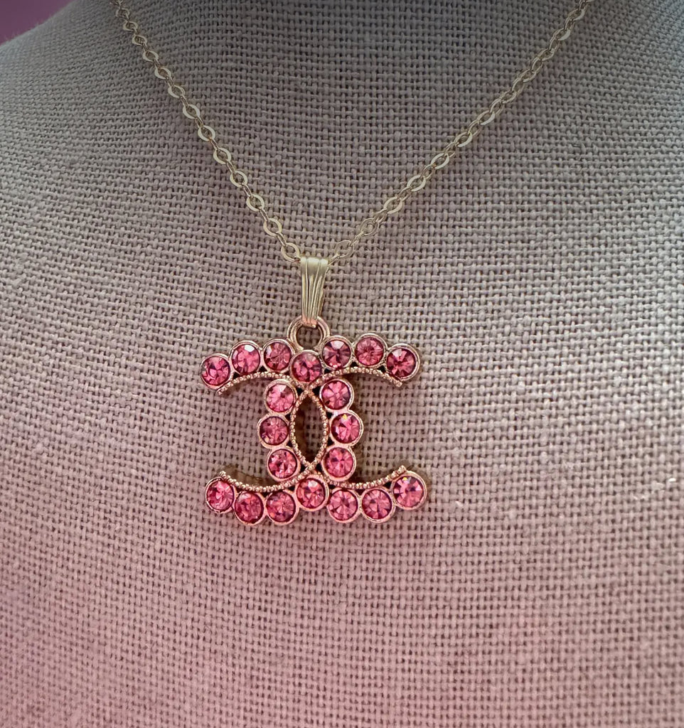 Pink Repurposed Chanel Necklace