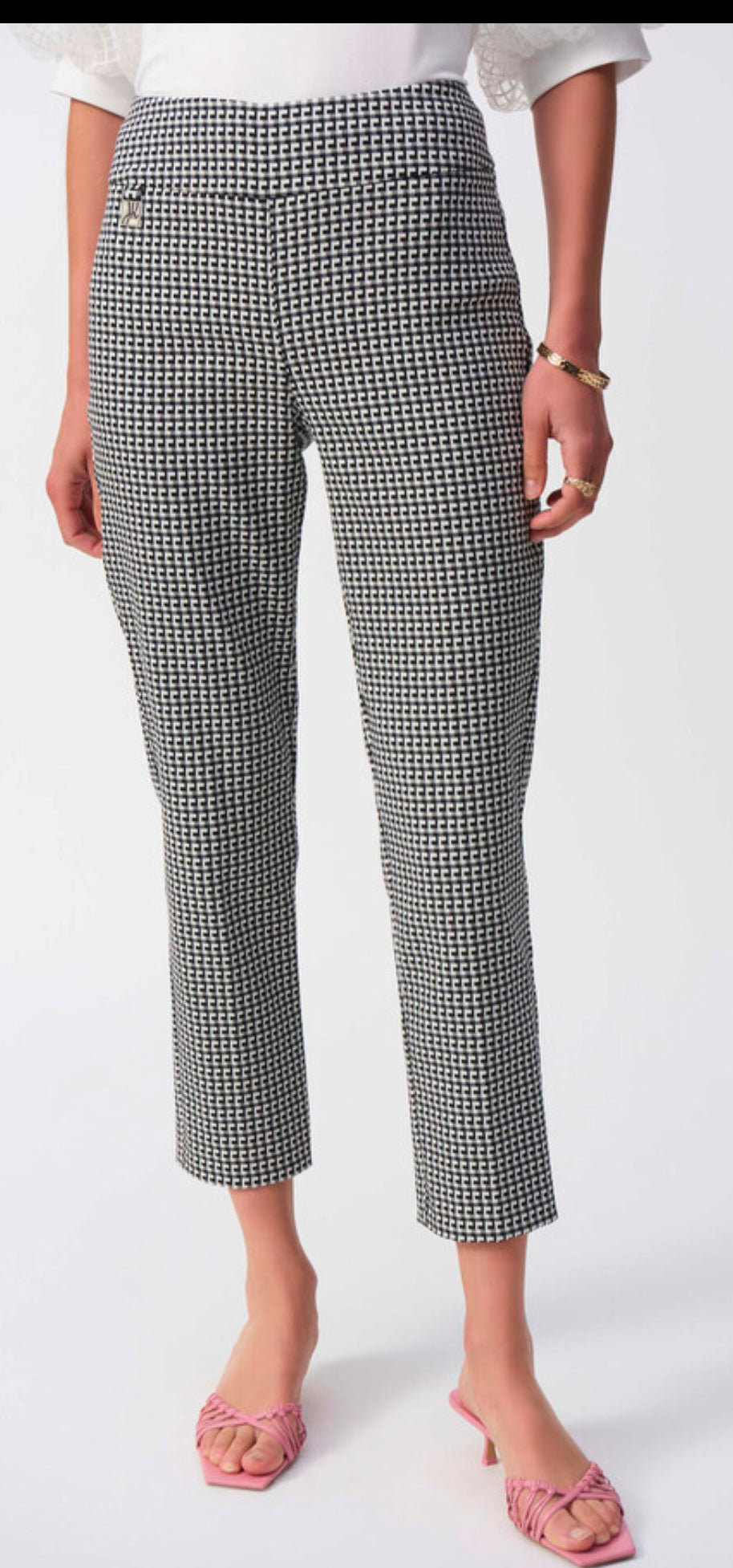 Bla/Whi Geometric Pull On Pant