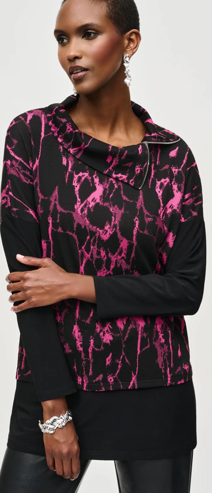 Pink/Black Cowl Tunic