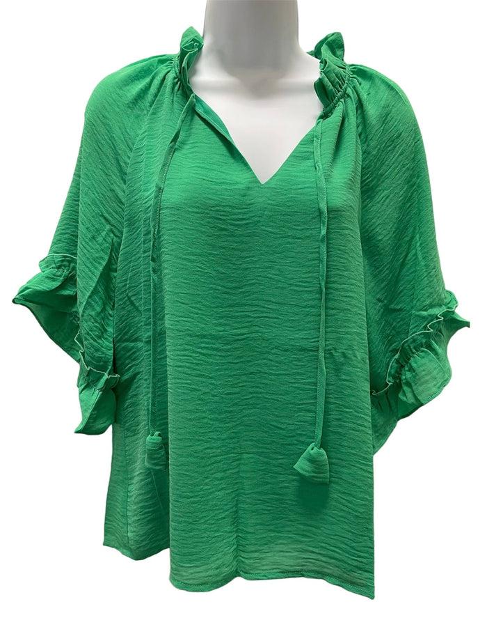 Green Ruffle Top - Southern Muse Boutique