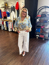 Floral LS Pleated Blouse