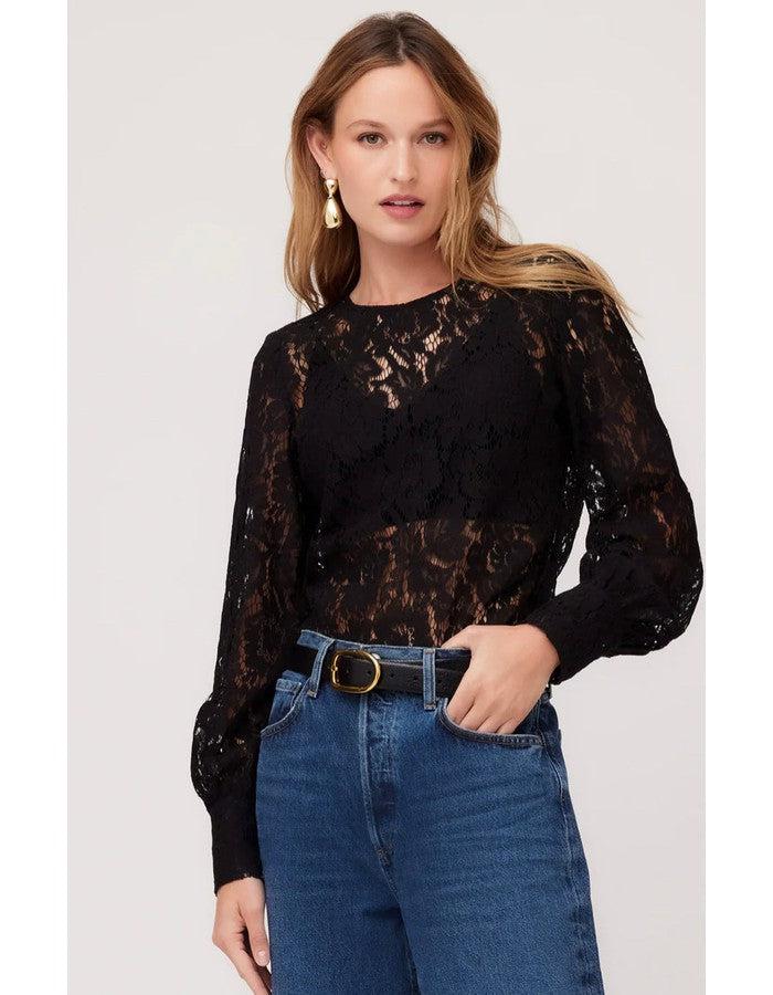 Lace Top With Rounded Neck - Southern Muse Boutique
