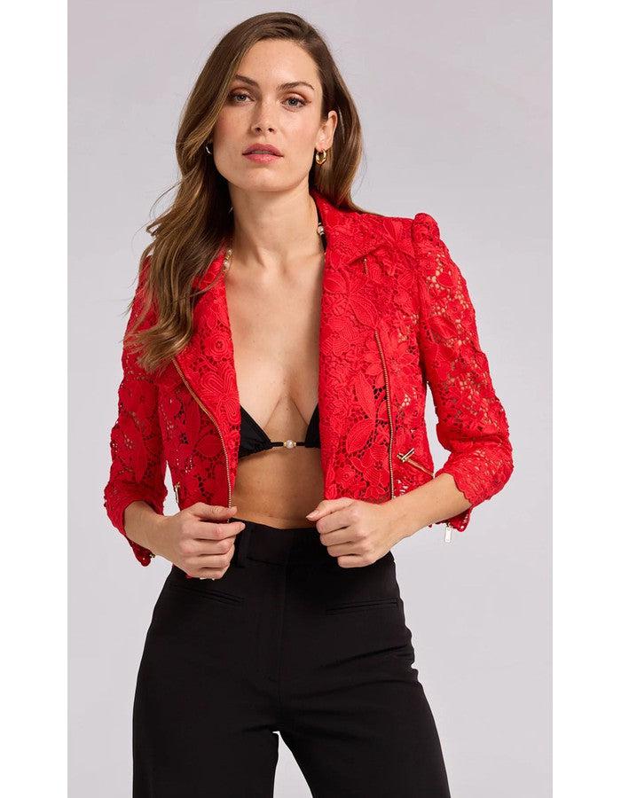 Malibu Guipure Red Lace Jacket - Southern Muse Boutique