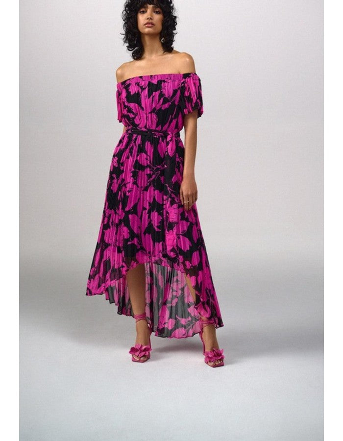 Off Shoulder Black/Pink Dress - Southern Muse Boutique