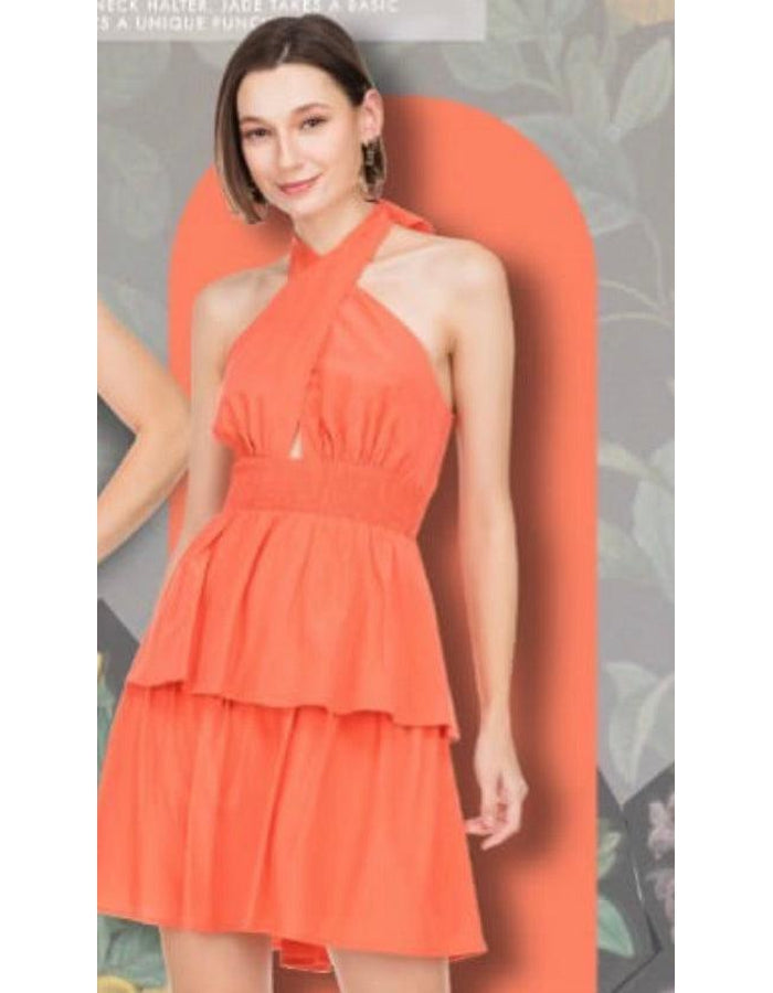 Orange Halter Dress - Southern Muse Boutique