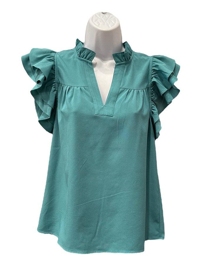 Ruffle Sleeve Top - Southern Muse Boutique