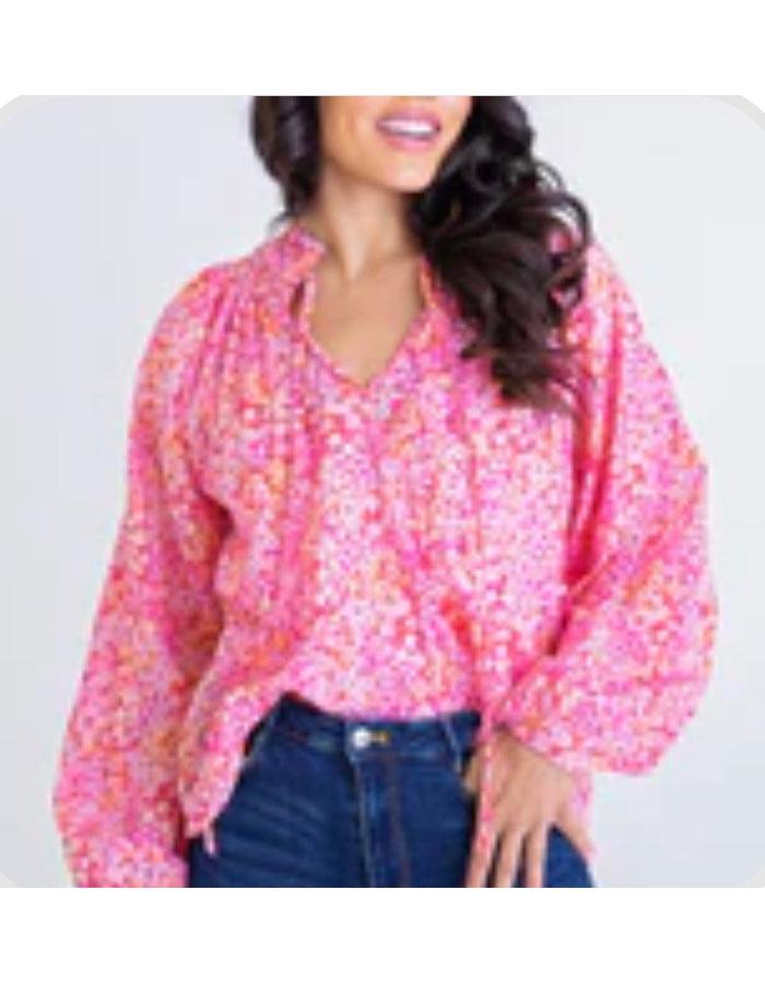 Floral Poplin Top - Southern Muse Boutique