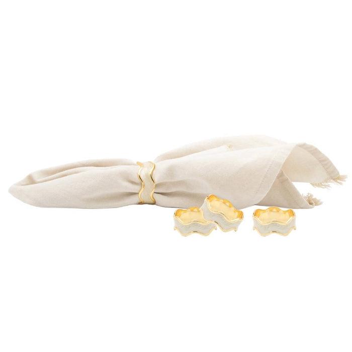 Set/4 White Swirl Napkin Rings - Southern Muse Boutique