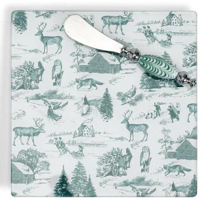 Toile 2 Piece Cheese Set - Southern Muse Boutique