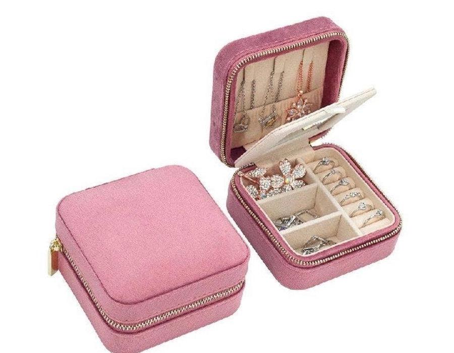 Pink Leather Travel Jewelry Box