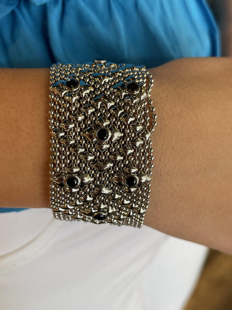 Woven Bracelet with Black Zircon - Southern Muse Boutique