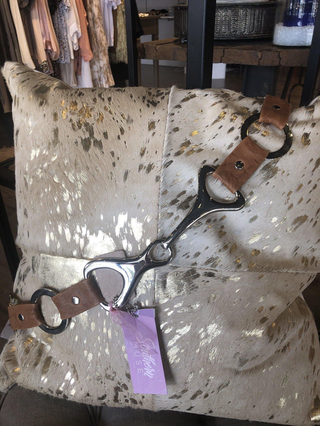 Silver Circle Leather Belt-- - Southern Muse Boutique